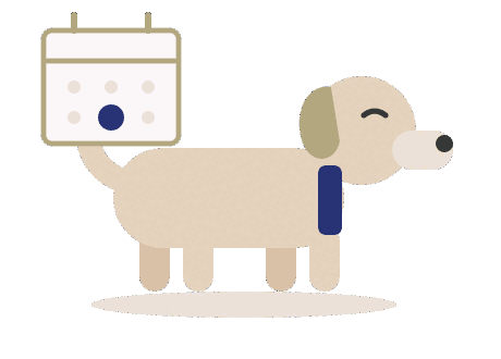 Un chien et un calendrier avec un jour marqu&eacute;